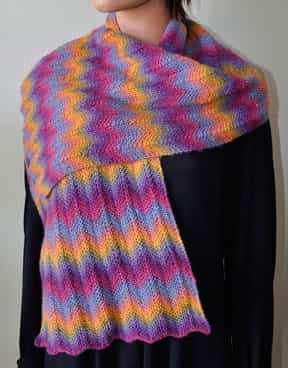 Scarf Knitting Pattern Electric Sunrise front