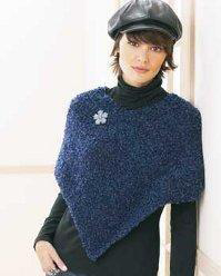 Poncho Knitting Pattern Deep Blue Color