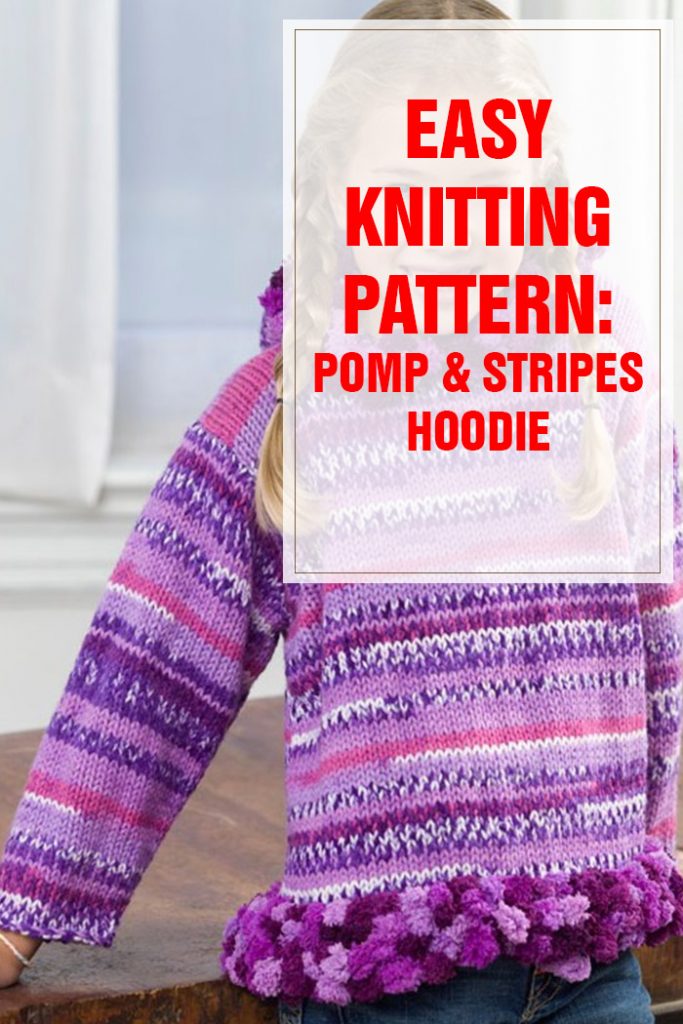 Pomp & Stripes Hoodie Free Knitting Pattern