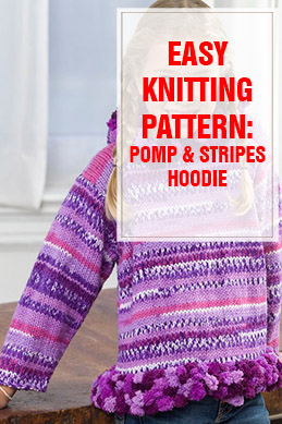 Pomp & Stripes Hoodie Free Knitting Pattern THUMP