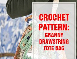 crochet pattern granny drawstring tote bag thump