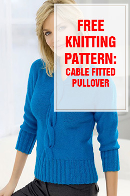 free knitting pattern Cable Fitted Pullover thump