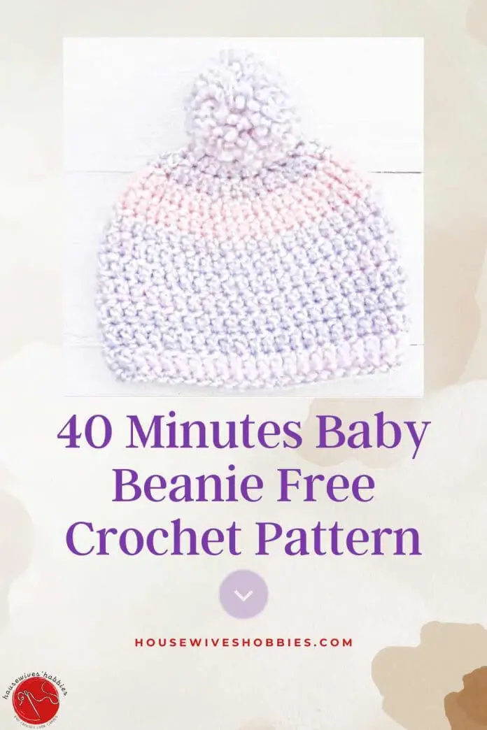 40 Minutes Baby Beanie Free Crochet Pattern